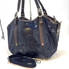 【美品】TOD’S ハンドバッグ 2way ショルダーバッグ　Gライン　ネイビー