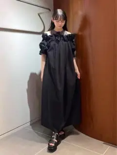 キュプラ ポリエステル ジャージー ギャザーワンピース - メルカリ