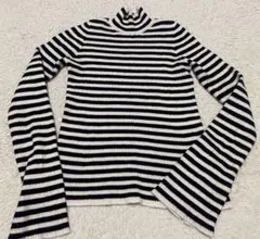 GRL グレイル ボーダー　フレア スリーブリブニット トップス k9086b