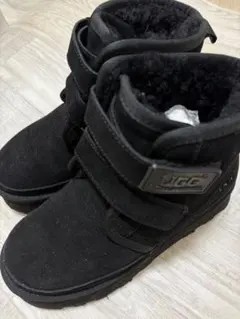 【美品/UGG】ムートンブーツ厚底　ブラック　24.5cm