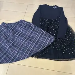 未使用anyFAM 130サイズ 長袖ワンピース、スカート２点セット