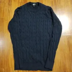 ユニクロ　ケーブルニットセーター 長袖　ネイビー　М