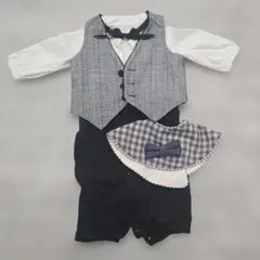 MARL MARL セレモニースーツ 黒と白のチェック柄 60-70cm