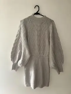 GRL ピンク ケーブルニット バルーンスリーブ ワンピース ニットワンピース