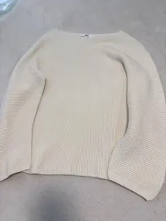 【美品】3Dコットンリブボートネックセーター★長袖★ユニクロ★XL★オフホワイト