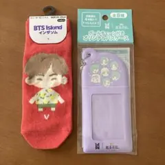 BTS V 테테 양말 인자솜 홍차 하나덴 코라보 패스 케이스