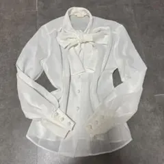 80s Tokyo Blouse ボウタイブラウス シアー オフィス きれいめのサムネイル