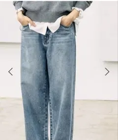 グローバルワーク/GOODデニムプレミアムバギーパンツ/ビジュー