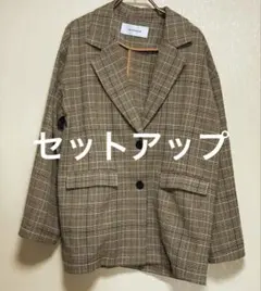 JEANASIS モールチェックテーラードジャケット ショートパンツセットアップ