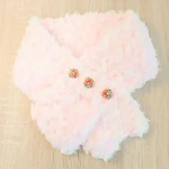 もこもこショートマフラー　春まで使える軽さ　ネックウォーマー　ハンドメイド