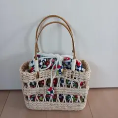 ナチュラル編み込みデザインかごバッグ