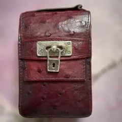 オーストリッチレザー タバコケース ダークレッド