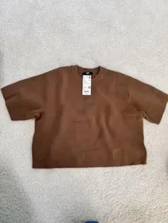 新品　ウォッシャブルミラノリブセーター　S ブラウン 半袖