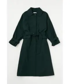 ダークグリーン ベルト付きロングコート　MOUSSY