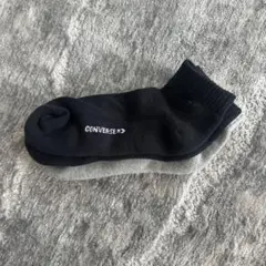 CONVERSE 厚手ソックス 2足セット ブラック グレー27-29cmのサムネイル