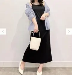 GU　リブキャミソールワンピース ブラック