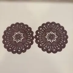 レース編みパープルコースター 2枚セット