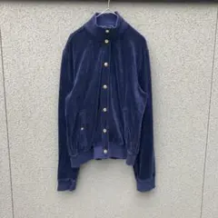 3001【ラルフローレン】M♡ベロア ジャンパー ネイビー ロゴ刺繍 ポケットのサムネイル