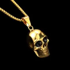 【N034】ネックレス　メンズ　ゴールド　アクセサリー　骸骨　レディース　ドクロ