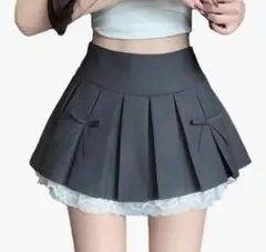 【新品未使用】SHEIN プリーツレーススカート グレー