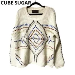 CUBE SUGAR アクリル手刺しジャガード ドロップショルダークルーのサムネイル