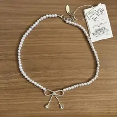 パールリボンデザインネックレス