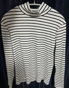 タートルネック　ストライプ 長袖トップス