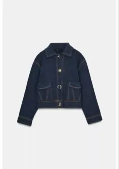ZARA コントラストボタン付きニットジャケット