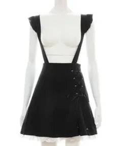 シークレットハニー サイドレースアッププリーツスカート 黒