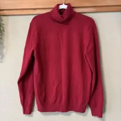 美品　メンズ　UNIQLO カシミヤ100% 赤　タートルネックセーター L