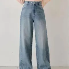 Chico ミッドウエストストレートデニム ハイウエスト インディゴブルー