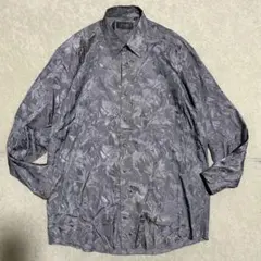 ジャンルイシェレル　総柄ポリシャツ　花柄　ペイズリー　薄紫　長袖　シルク　M