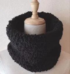 ブラック スヌード 毛糸 手編み ♪ ハンドメイド ブークレ