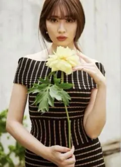 朝までのセール！herlipto パーリップトゥ　ボーダーワンピース All Day Stripe Ribbed Knit Set（ワンピース）｜Her lip to