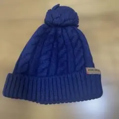 ミキハウス ネイビー ニット帽 ポンポン付き