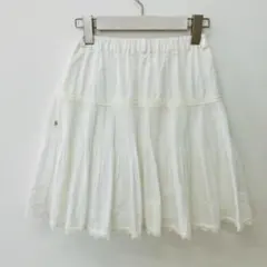 【a0443】組曲 フレアミニスカート 白 XL 大きいサイズ レース
