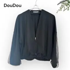 DOUDOU ドゥドゥ チュールレース レイヤード ブルゾン ブラックのサムネイル