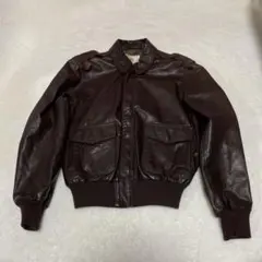 USA製　80s リアルレザー ヴィンテージ A-2 レザージャケット 茶 42