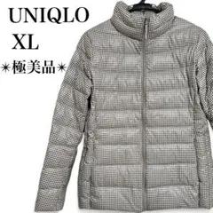 極美品✨ユニクロ XL ウルトラライトダウン ジャケット ギンガムチェック 白黒