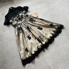 タグ付き　Light In The Box ドレス　花柄　刺繍　レース　ゴールド