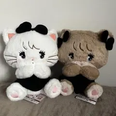 mikko BLACK RIBBON BIG ぬいぐるみ ムース ラテ 2点