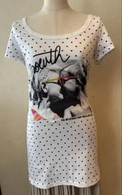 SpiralGirl ドット柄 グラフィックプリント 半袖ロングTシャツJr.のサムネイル