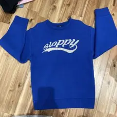 SLOPPY ロゴ入り 長袖ニットセーター 青