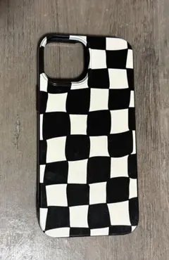 iPhone 12 Mini 対応 ケース 白黒　チェッカー