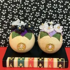 木製 五月人形 花飾り　桜ビーズハンドメイド　2個セットのサムネイル