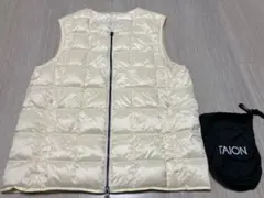 【未使用品】タイオン クルーネックWジップダウンベスト 白L 収納袋付き
