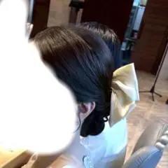 ホワイトリボンヘアアクセサリー