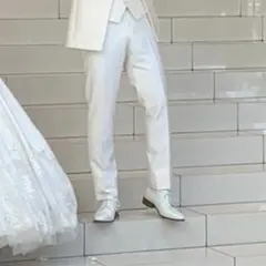 【美品】BENIR 革靴 白 26.0cm ブライダルシューズ メンズ革靴