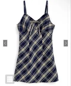 GRL チェック柄リボンキャミミニワンピース