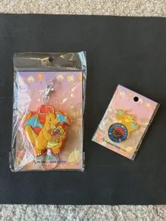 ポケモンセンタータイペイ ピンバッジ＆ラバーストラップ カイリュー ピカチュウ